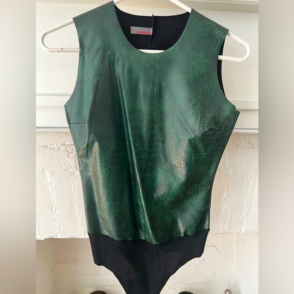 Crew neck snakeskin bodysuit